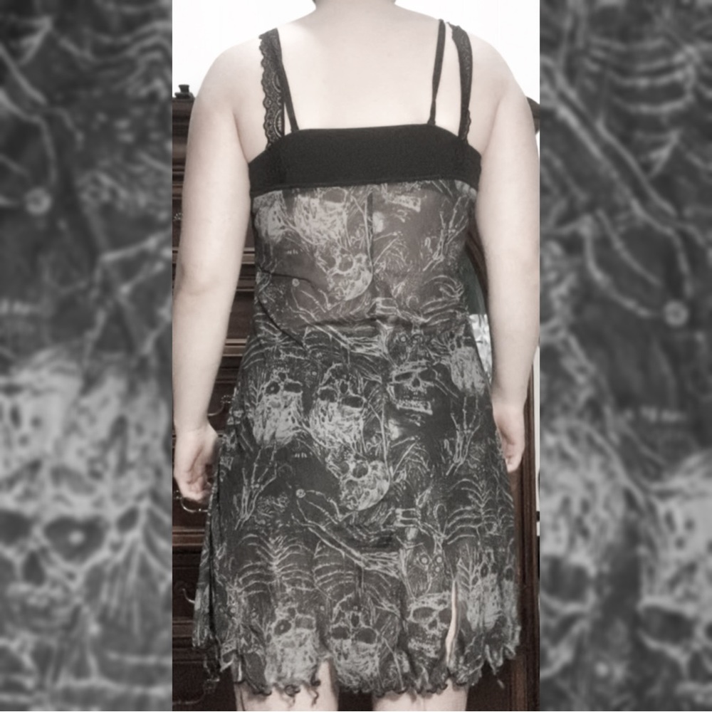 SOLD - New Without Tags - Distressed Mesh Zombie Lace Cami Mini Dress - Picture 4 of 8